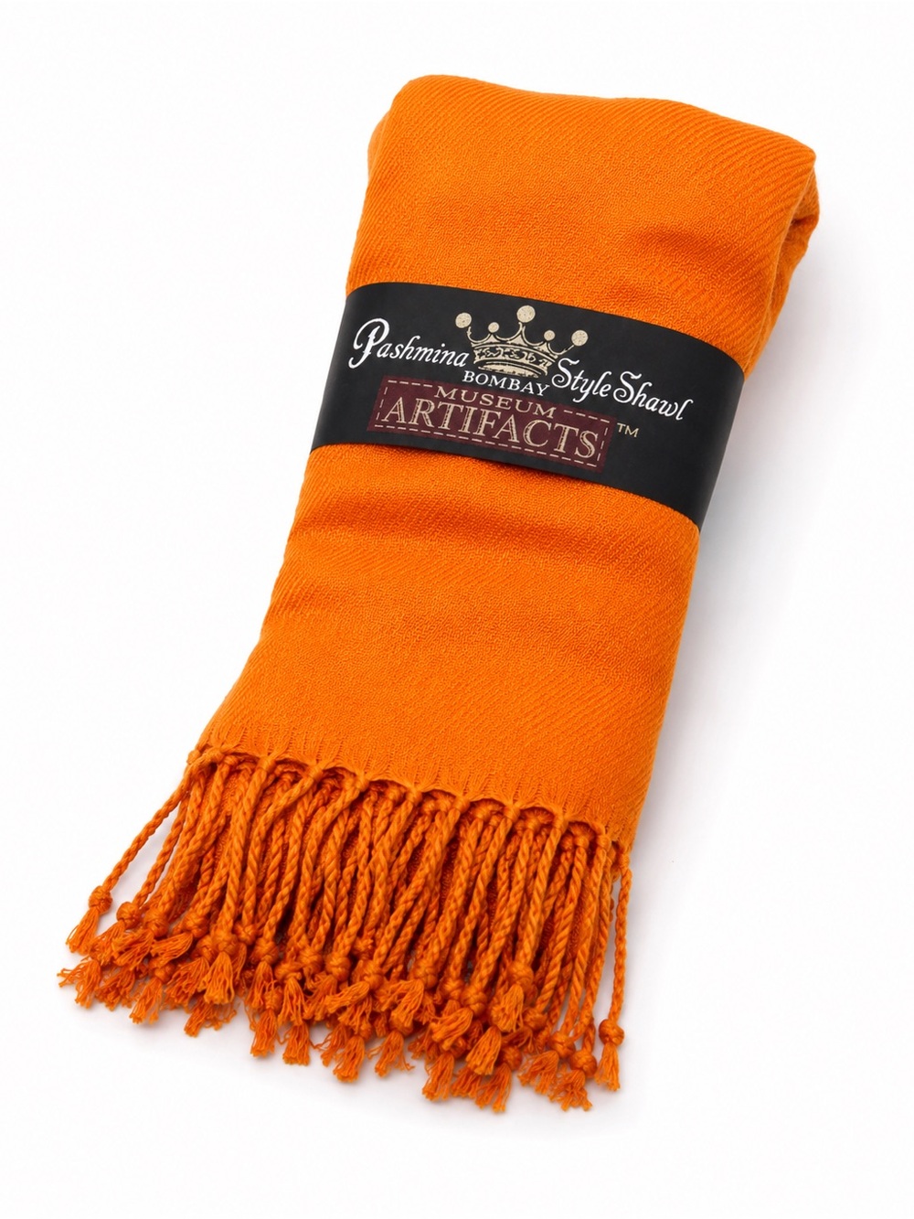 Museum Artifacts Bombay Orange Pashmina Style Shawl Fringe Wrap NWT - Picture 2 of 4